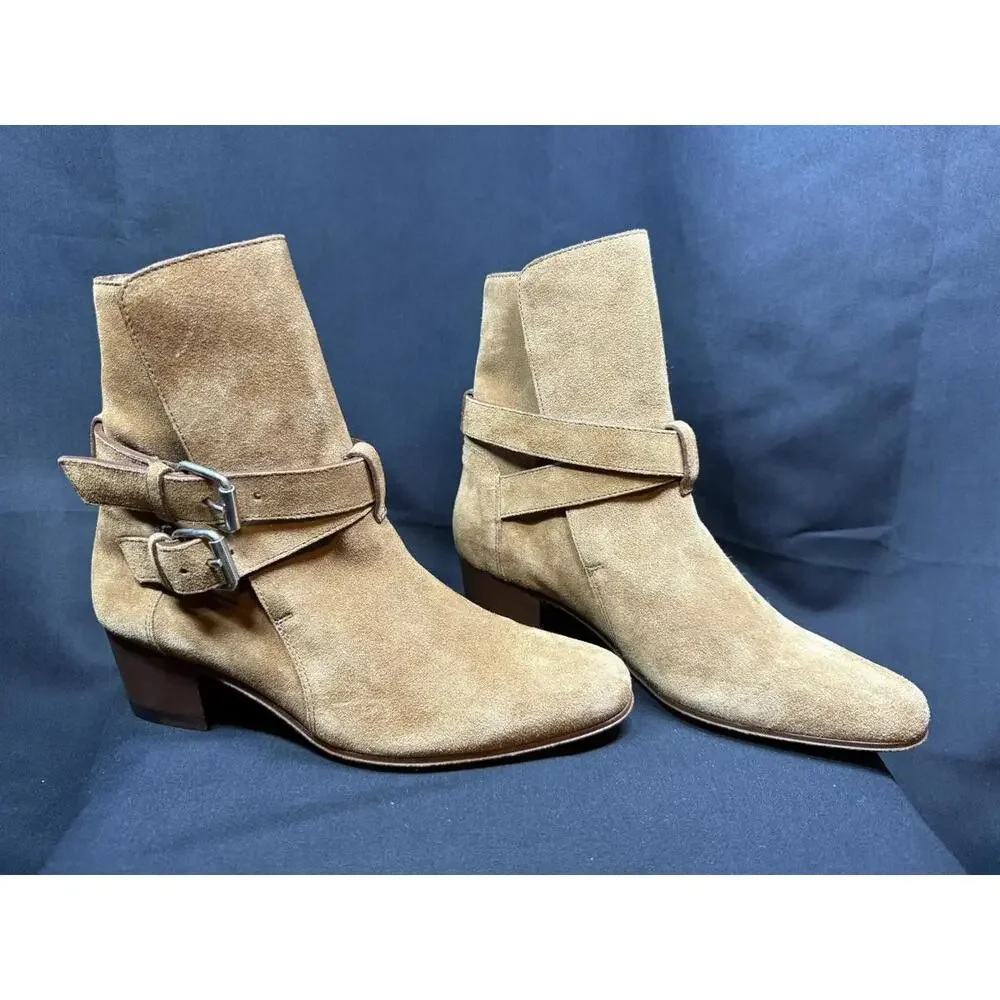 Amiri Boots Women's Size 36 Tan‎ Suede Buckle Ankle Made in Italy Western Heeled